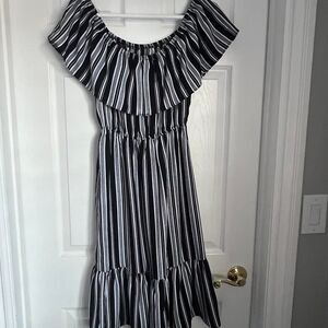 Soprano Black and White Striped Dress Size S